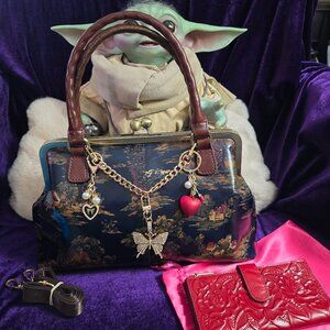 Patricia Nash Robine Satchel in Kent w/Nash Red Rose Wallet